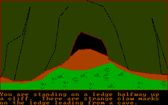 Quest, The IBM PC/Compatibles Screenshot: Strange clawmarks? Are you sure you want to go this way?