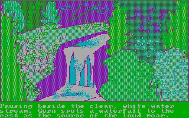 Quest, The IBM PC/Compatibles Screenshot: A waterfall is nearby...