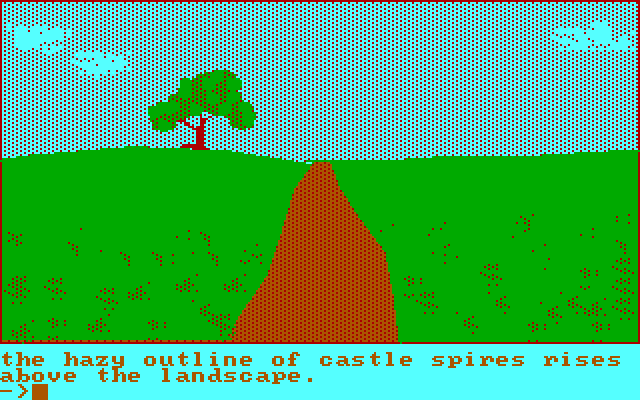 Quest, The IBM PC/Compatibles Screenshot: Exploring a landscape.
