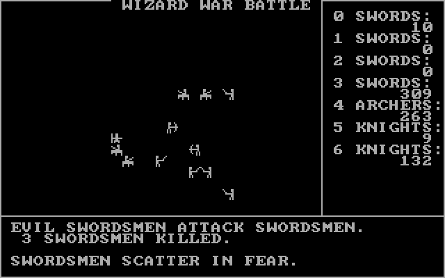 Wizard War IBM PC/Compatibles Screenshot: The swordsmen scatter in fear...