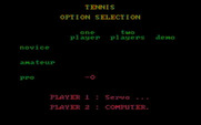 Tournament Tennis for IBM PC/Compatibles - Setting up game options.