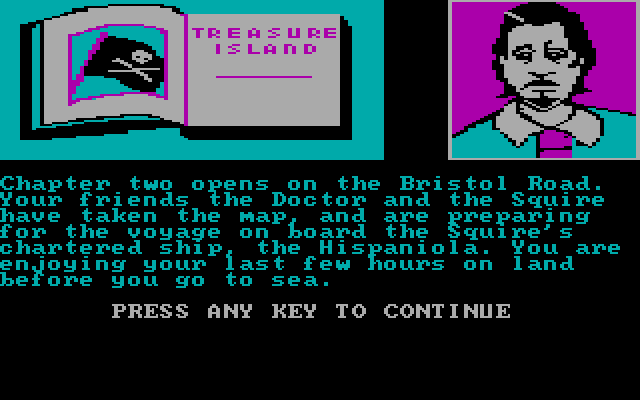 Treasure Island IBM PC/Compatibles Screenshot: A screen like this appears at the end of each chapter