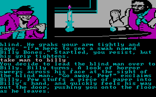 Treasure Island IBM PC/Compatibles Screenshot: Billy is afraid of blind people