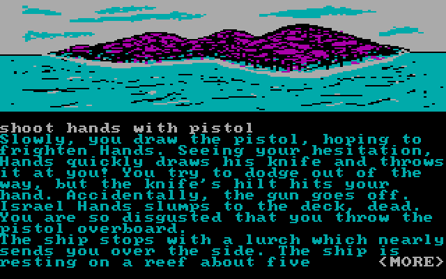 Treasure Island IBM PC/Compatibles Screenshot: The view from the top of Spyglass Hill