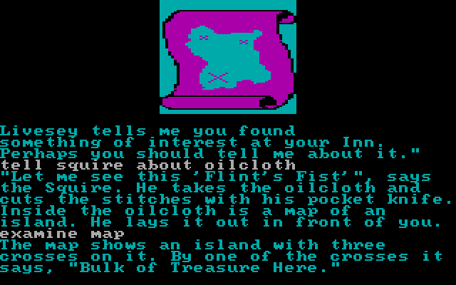 Treasure Island IBM PC/Compatibles Screenshot: This oilcloth comes in handy