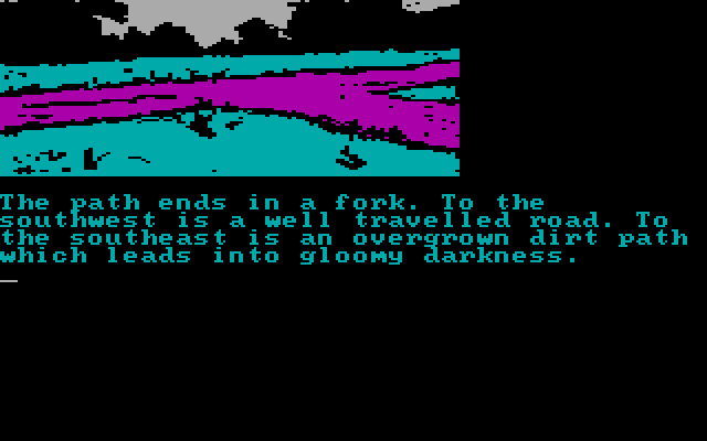Treasure Island IBM PC/Compatibles Screenshot: A fork in the path ahead requires a decision