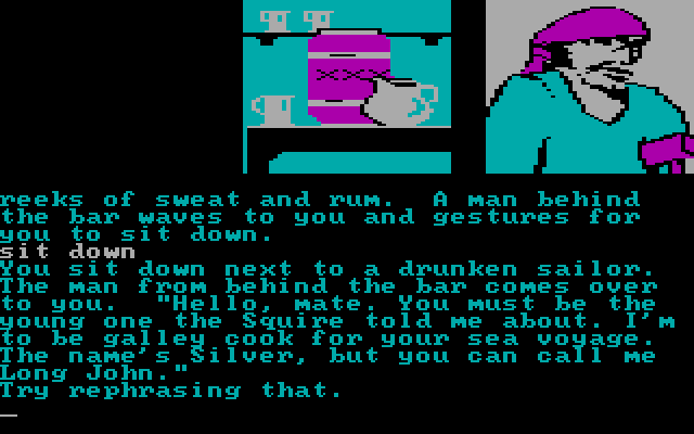 Treasure Island IBM PC/Compatibles Screenshot: Meet Long John Silver
