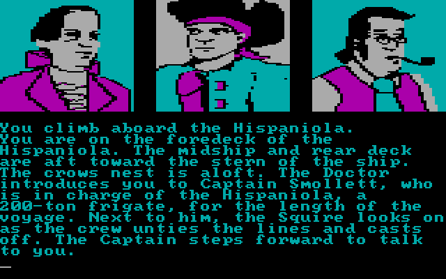 Treasure Island IBM PC/Compatibles Screenshot: The shipmates aboard the Hispaniola