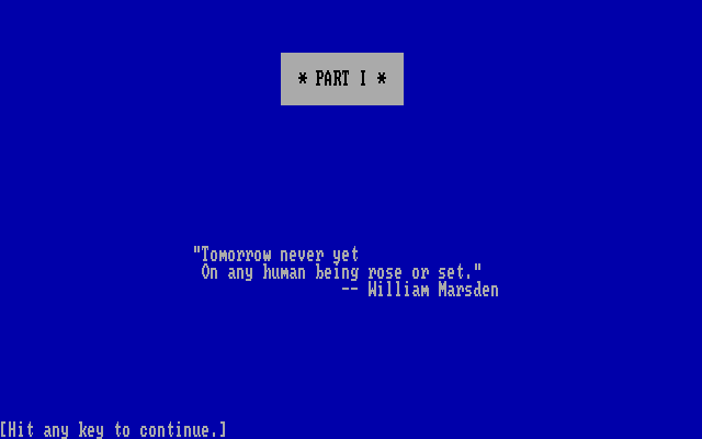 A Mind Forever Voyaging IBM PC/Compatibles Screenshot: Introduction.