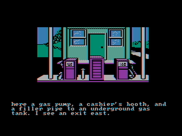 Adventures of Buckaroo Banzai: Across the Eighth Dimension, The IBM PC/Compatibles Screenshot: At a gas station...