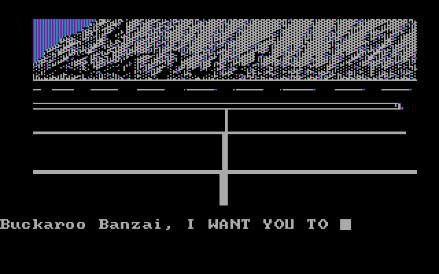 Adventures of Buckaroo Banzai: Across the Eighth Dimension, The IBM PC/Compatibles Screenshot: A large parking lot...