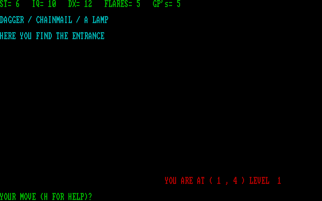 Amulet of Yendor IBM PC/Compatibles Screenshot: Starting at the entrance.