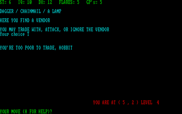 Amulet of Yendor IBM PC/Compatibles Screenshot: There is a vendor here.