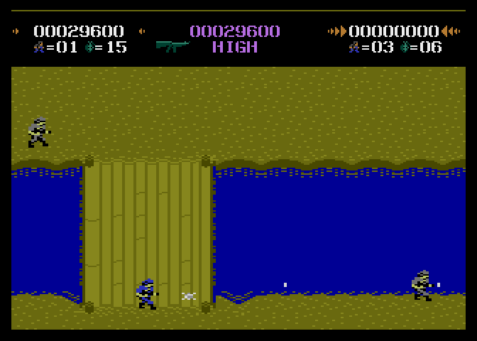 Commando Atari 7800 Screenshot: Be careful crossing these bridges...