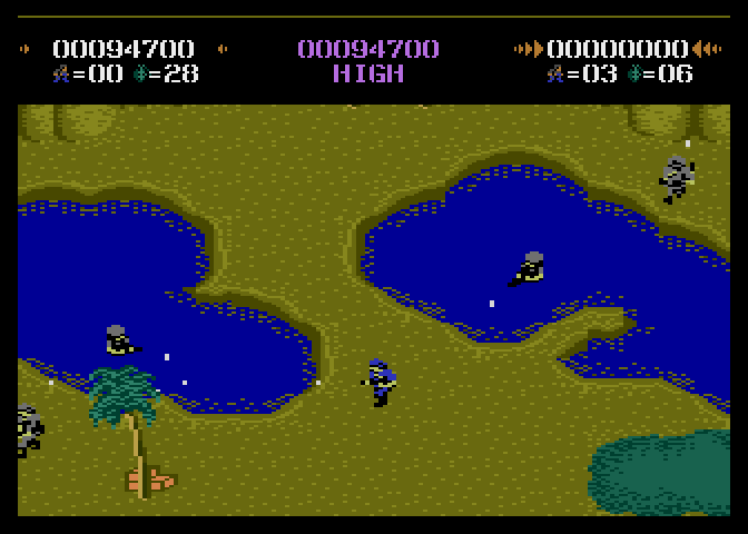 Commando Atari 7800 Screenshot: The next mission has a lot of water getting in the way...
