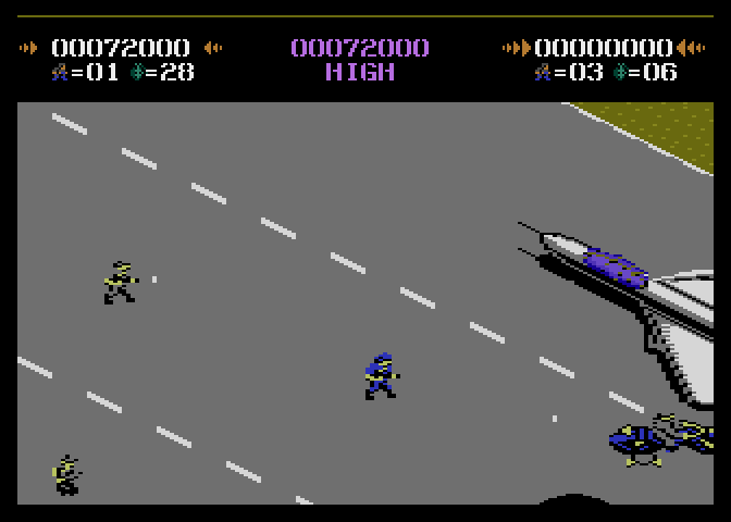 Commando Atari 7800 Screenshot: Attacking opponents at the airport...