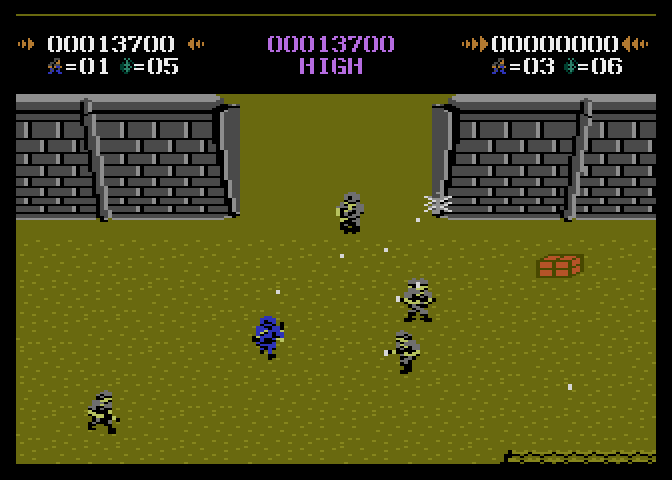 Commando Atari 7800 Screenshot: Enemies keep pouring out from behind these doors!