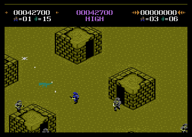 Commando Atari 7800 Screenshot: Pick up the gun for extra fire power...