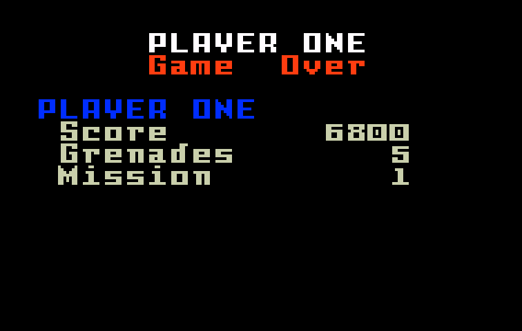 Commando Intellivision Screenshot: Game over.