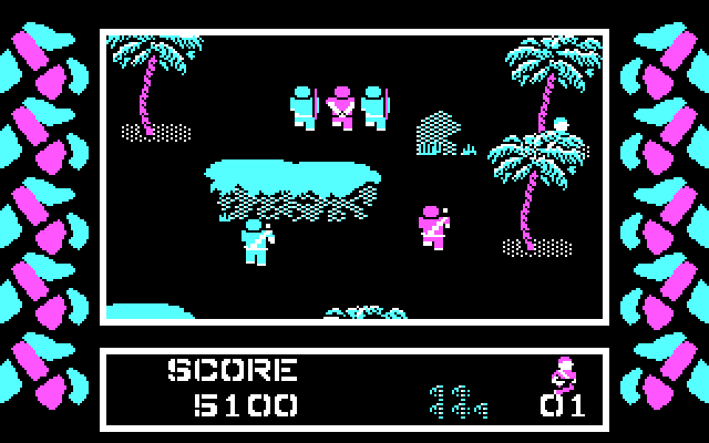 Commando IBM PC/Compatibles Screenshot: There are plenty of obstacles in the way.