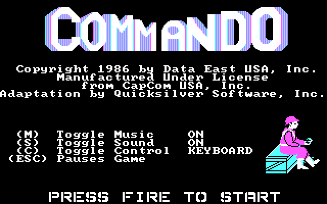 Commando IBM PC/Compatibles Screenshot: Title screen.