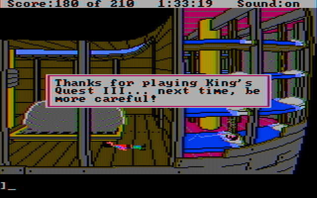 King's Quest III: To Heir is Human IBM PC/Compatibles Screenshot: Oops, don't accidentally fall to your death...