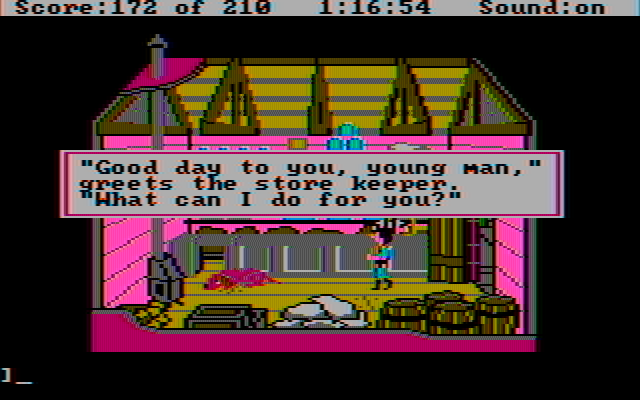 King's Quest III: To Heir is Human IBM PC/Compatibles Screenshot: Welcome to a store!