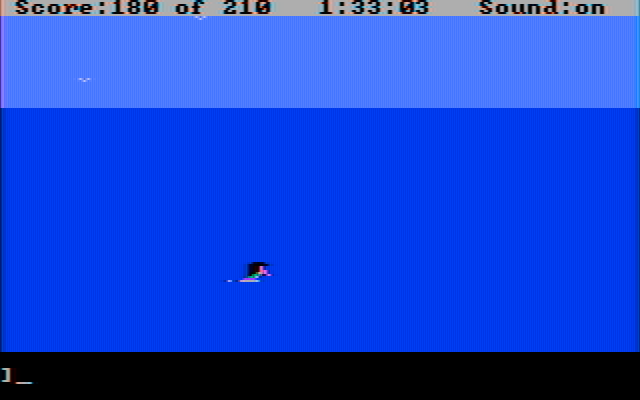 King's Quest III: To Heir is Human IBM PC/Compatibles Screenshot: Escaped from the pirate ship, but now I need to find some land to swim to!