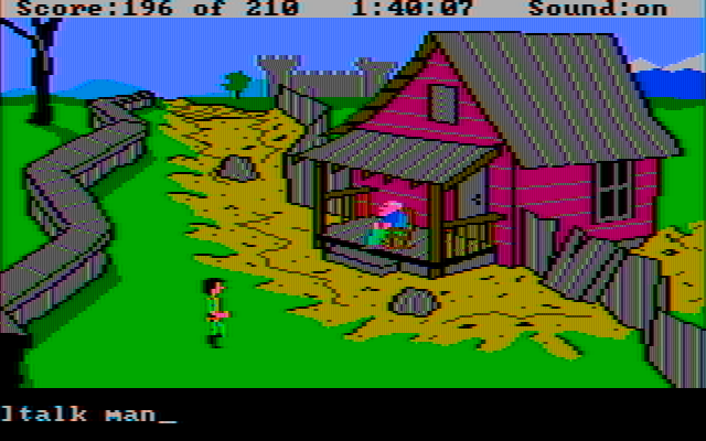 King's Quest III: To Heir is Human IBM PC/Compatibles Screenshot: Hmm, I wonder if talking to this man will be helpful...