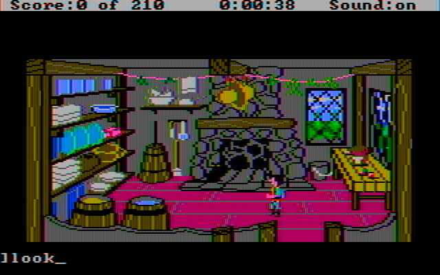King's Quest III: To Heir is Human IBM PC/Compatibles Screenshot: The kitchen might be full of useful items...better look around!