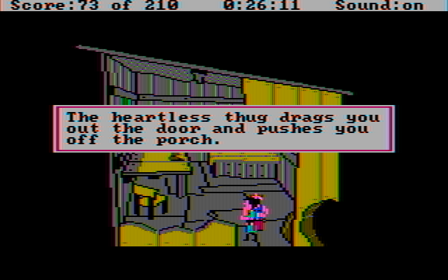 King's Quest III: To Heir is Human IBM PC/Compatibles Screenshot: Uh oh, a thug caught me!