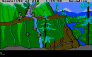 King's Quest III: To Heir is Human for IBM PC/Compatibles - In typical Sierra fashion you need to be careful getting past this waterfall...or the game is over!