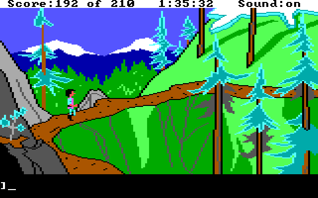 King's Quest III: To Heir is Human IBM PC/Compatibles Screenshot: Don't fall off the edge or it's game over...