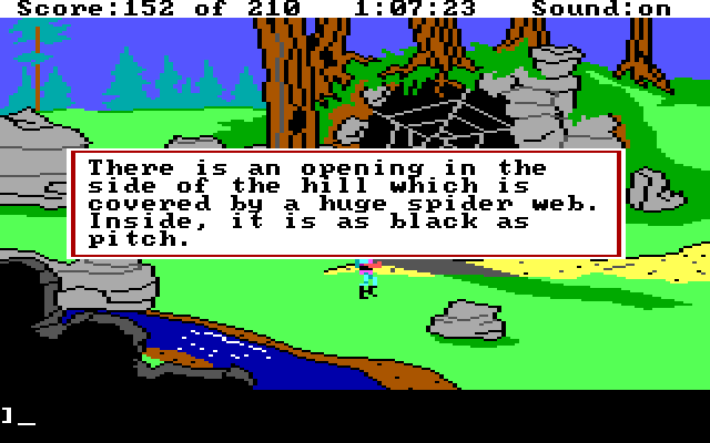 King's Quest III: To Heir is Human IBM PC/Compatibles Screenshot: This cave looks dangerous...