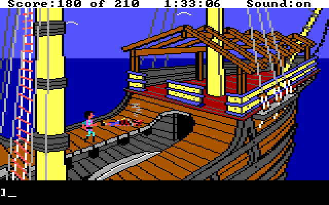 King's Quest III: To Heir is Human IBM PC/Compatibles Screenshot: Time to leave this pirate ship...