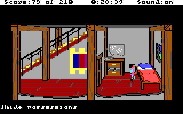 King's Quest III: To Heir is Human IBM PC/Compatibles Screenshot: Hiding my possessions under the bed...