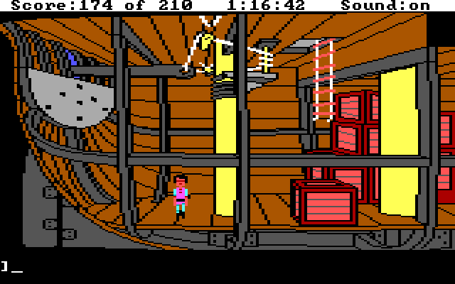 King's Quest III: To Heir is Human IBM PC/Compatibles Screenshot: I've been thrown into the ships hold...