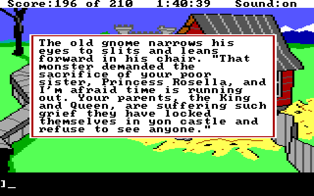 King's Quest III: To Heir is Human IBM PC/Compatibles Screenshot: Time for some backstory...