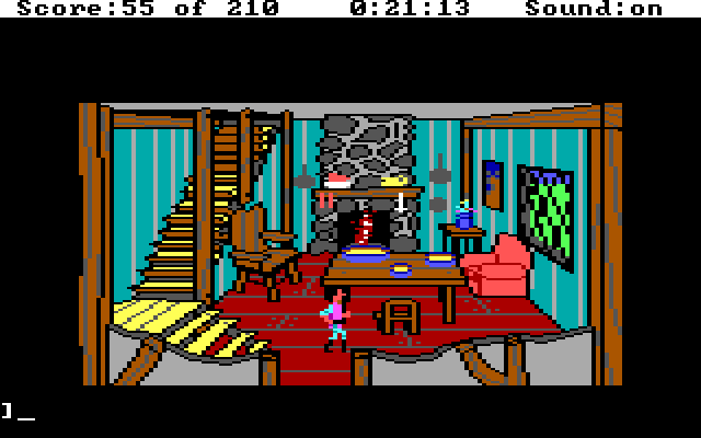 King's Quest III: To Heir is Human IBM PC/Compatibles Screenshot: Inside the bears house...hmm, some porridge!