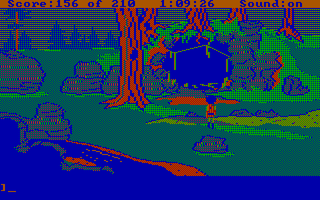 King's Quest III: To Heir is Human IBM PC/Compatibles Screenshot: This cave looks dangerous...enter it?