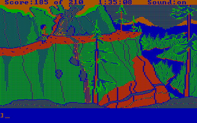 King's Quest III: To Heir is Human IBM PC/Compatibles Screenshot: A waterfall!