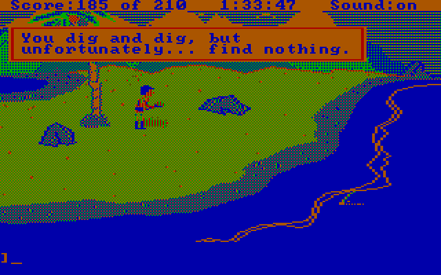 King's Quest III: To Heir is Human IBM PC/Compatibles Screenshot: Digging up treasure, but failed...
