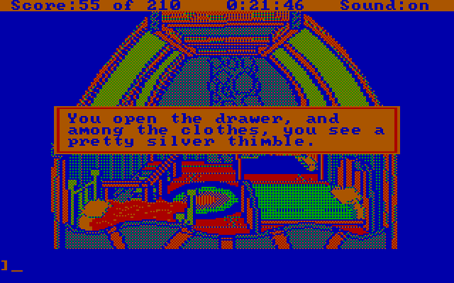 King's Quest III: To Heir is Human IBM PC/Compatibles Screenshot: Searching for useful items...