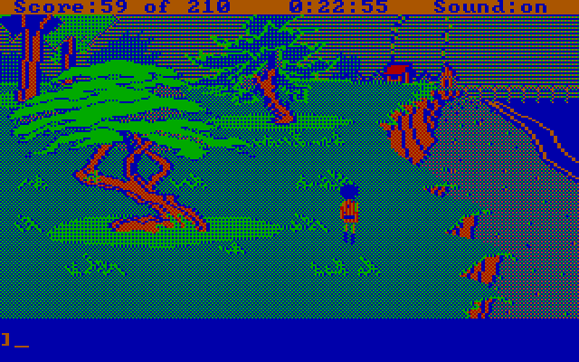 King's Quest III: To Heir is Human IBM PC/Compatibles Screenshot: A town is in the distance...