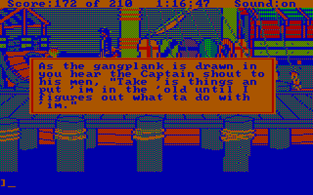 King's Quest III: To Heir is Human IBM PC/Compatibles Screenshot: Should you board the ship? Could be trouble...