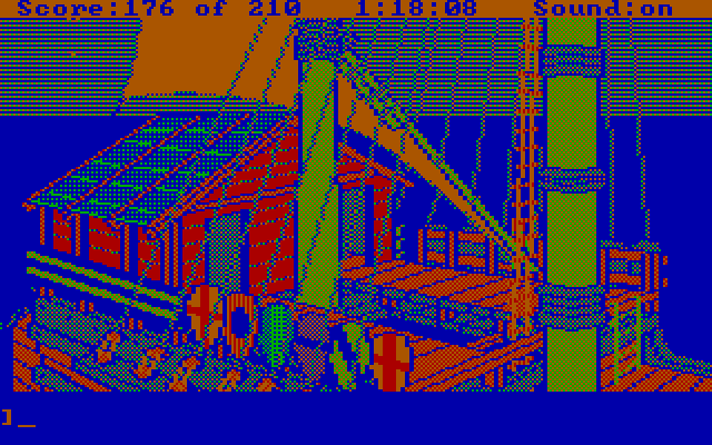 King's Quest III: To Heir is Human IBM PC/Compatibles Screenshot: Pirate ship deck...