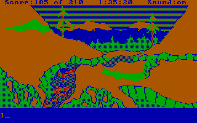 King's Quest III: To Heir is Human IBM PC/Compatibles Screenshot: Climbing up a mountain...