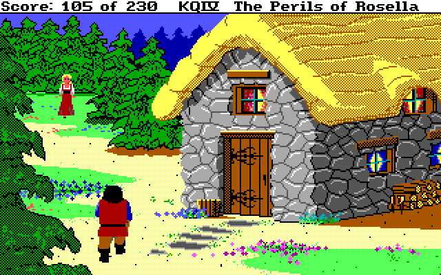 King's Quest IV: The Perils of Rosella IBM PC/Compatibles Screenshot: Careful, this ogre wants to turn you into stew.