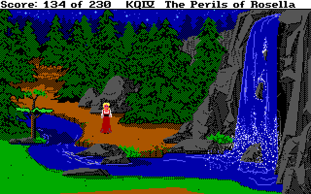 King's Quest IV: The Perils of Rosella IBM PC/Compatibles Screenshot: Returning to the large waterfall...