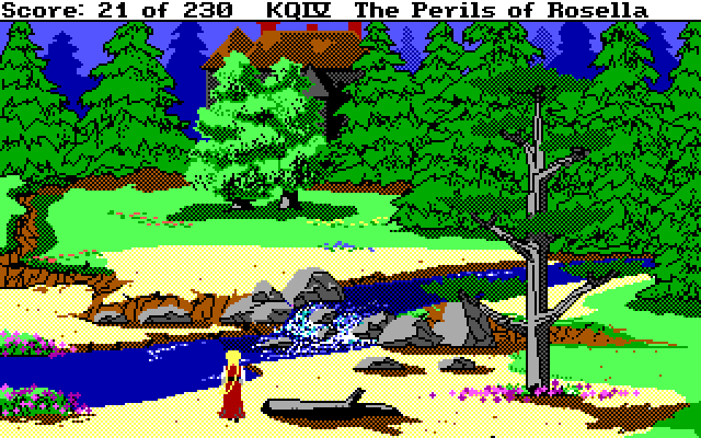King's Quest IV: The Perils of Rosella IBM PC/Compatibles Screenshot: That looks like a haunted mansion off in the distance.